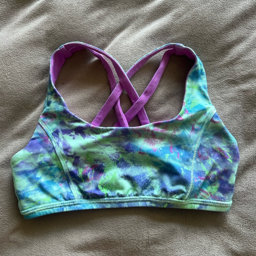 Ivivva girls reversible pattern and purple sports bra size 12